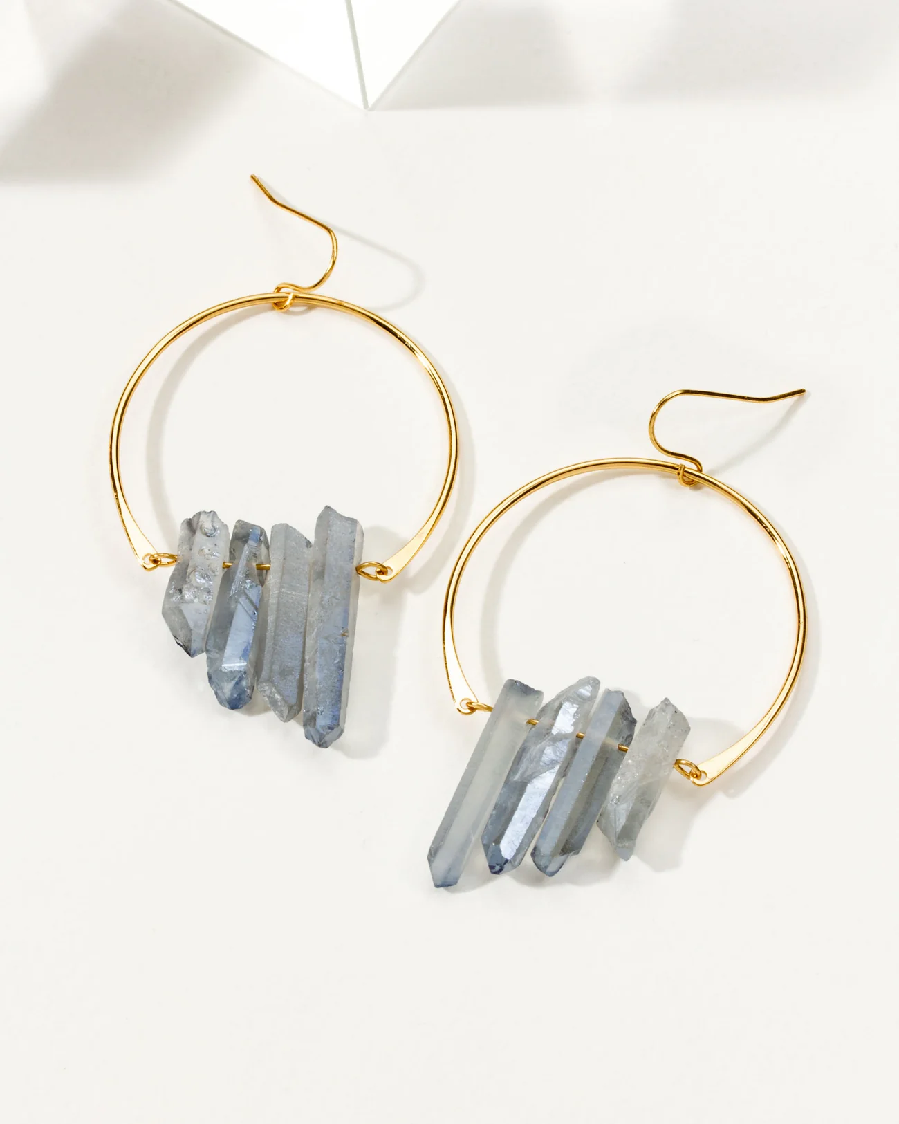 Luna-Norte-Supernova-Earrings-14kt-Gold-Plated-Brass-Ice-Blue-Quartz-LNE2664